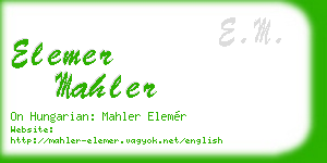 elemer mahler business card