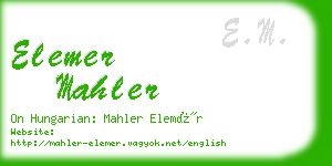 elemer mahler business card